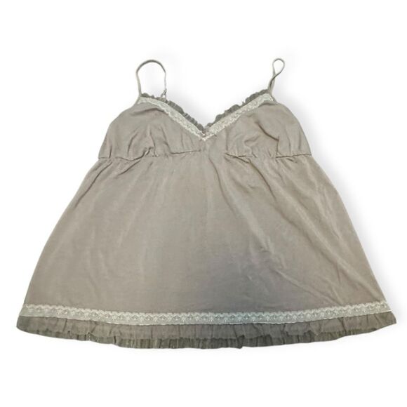 VICTORIA’S SECRET Women’s Gray Knit Soft Sleep Camisole Lace Trim Size Large - Picture 2 of 5
